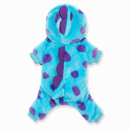 Warm Flannel Pet Jumpsuit Cute Blue Monster Four-Legged Pajamas Costume for Dogs and Cats Autumn Winter Clothes