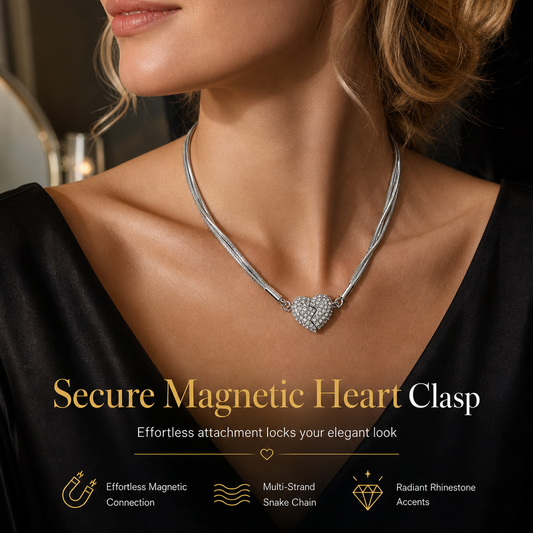 Minimalist Magnetic Love Heart for Women with Rhinestones