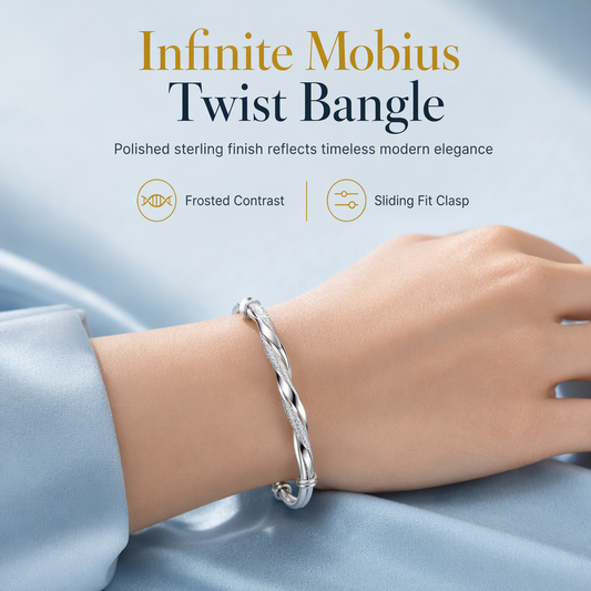 📢📢50% OFF !! ⏰ Mobius Twist Bangle – Frosted & Polished Finishes for Everyday Elegance & Evening Style