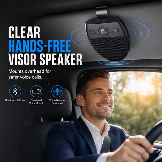 🔥50% DISCOUNT – Don’t Miss Out🔥SP11 Car Sun Visor Bluetooth Hands Free Speakerphone with Vibration Activated Auto Power On A2DP Support and Caller ID Voice Prompt
