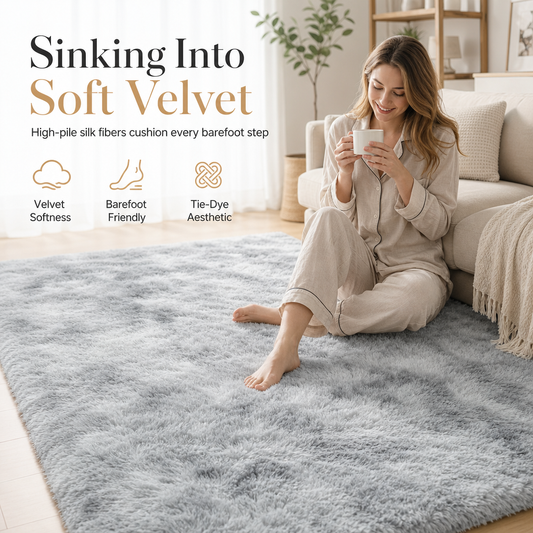 📢📢50% OFF !! ⏰Soft Fluffy Velvet Rug: Dense Plush, Non-Shed, Cloud Comfort, for Living Room & Bedroom