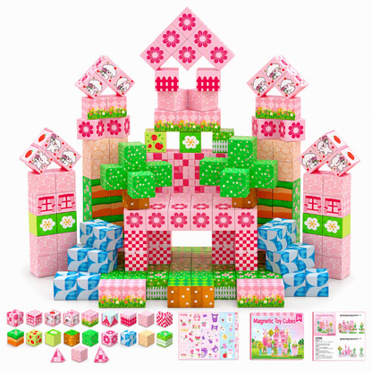 📢📢50% OFF !! ⏰Magnetic Set for Kids Educational Construction Toys for Toddlers and Girls Age 3 to 6 Birthday Gift with Storage Box