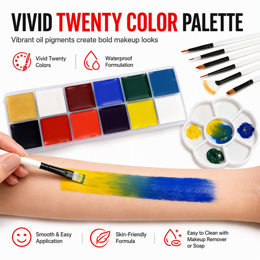 📢📢50% OFF !! ⏰Face and Body Oil Palette for Kids and Adults Theatrical Chinese Opera Makeup and Festival Party Body Painting Pigment Kit