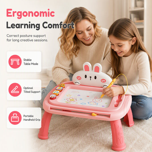 📢📢50% OFF !! ⏰Kids Magnetic Drawing Board Erasable Colorful Doodle Writing Pad Toy for Toddlers with 1 Pen and 4 Stamps