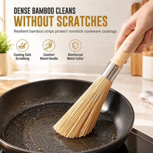 📢📢50% OFF !! ⏰Traditional Natural Bamboo Pot Cleaning Brush Kitchen Wok Whisk for Pans and Cookware