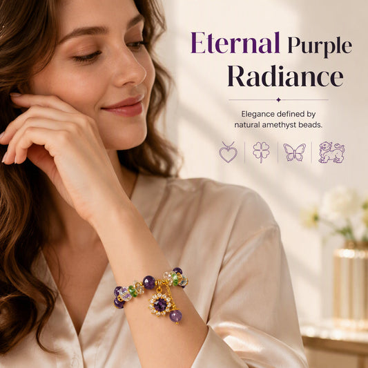 📢📢50% OFF !! ⏰Fashion Purple Crystal Beaded for Women with Sparkling Star Zircon Charm
