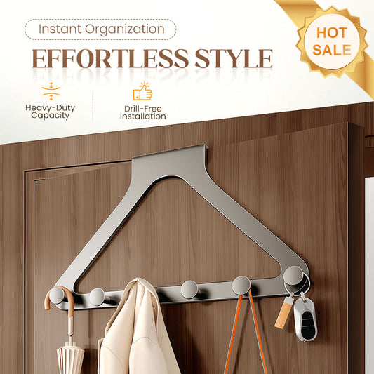 📢📢40% OFF !! ⏰Drill-Free Over-the-Door 6-Hook Rack