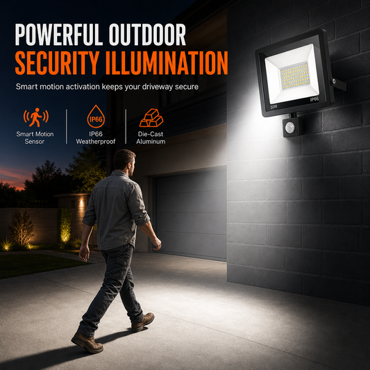 🔥50 % RABATT – Nicht verpassen!🔥50W Outdoor LED Flood Light with Smart PIR Motion Sensor and Remote Control IP66 Waterproof Aluminum Security Light