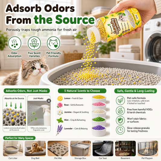🐾 Cat Litter Deodorizing Granules – Easy Sprinkle-On Odor Control in Five Fresh Scents 🌿🏠