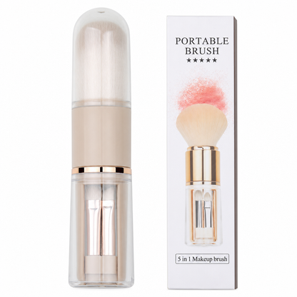 📢📢50% OFF !! ⏰Portable Retractable Makeup Brush Set Multifunctional Travel Cosmetic Tool with Powder Blush and Silicone Lip Brush