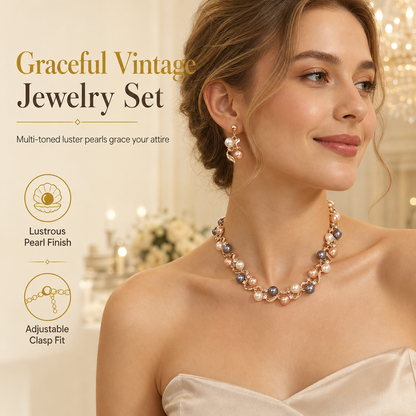 📢📢 50% OFF !! ⏰Vintage Floral Pearl Jewelry Set—Elegant Shine for Your Special Night, Limited Stock!