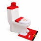 📢📢50% OFF !! ⏰Christmas Toilet Seat Cover and Rug 3-Piece Set Holiday Bathroom with Santa Claus Snowman and Reindeer