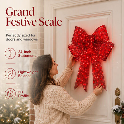 📢📢40% OFF !! ⏰Weatherproof LED Pre-Lit Christmas Bow