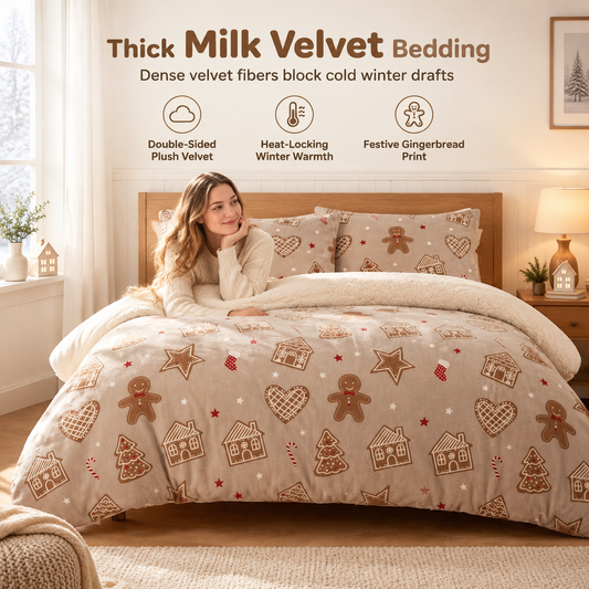 📢📢50% OFF !! ⏰Printed Thick Warm 3-Piece Bedding Set for Autumn and Winter