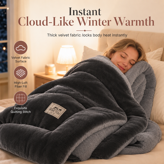 📢📢50% OFF !! ⏰Thick Warm Milk Velvet Winter Comforter Solid Color Soft Quilt Duvet Insert
