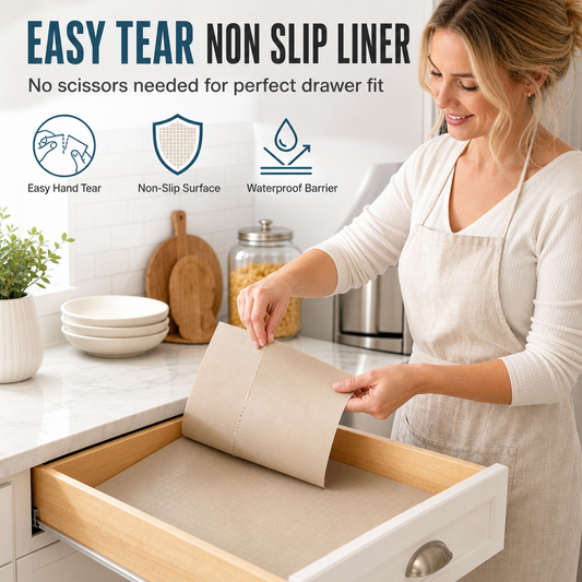 📢📢50% OFF !! ⏰Easy Tear Non Slip Drawer Liner No Measurement Required Tear to Fit Mat for Desks and Shelves