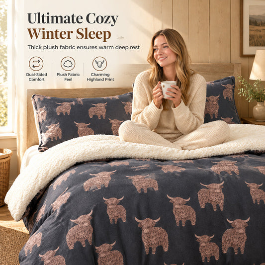 📢📢50% OFF !! ⏰Cow Print 3-Piece Bedding Set with Soft Warm Fabric