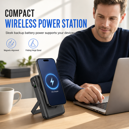 Mini 10000mAh Magnetic Wireless Power Bank Fast Charging Portable for Phones and Smartwatches