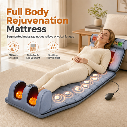 🔥50% DISCOUNT – Don’t Miss Out🔥Electric Folding Massage Mattress Pad with Neck Rollers Vibration Heating and Leg Kneading for Full Body Relaxation💆