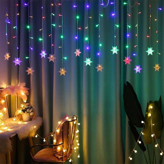 LED Snowflake Curtain String Lights