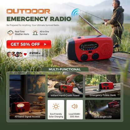 📻 LIMITED-TIME 50% OFF! ⚡ Portable Solar & Hand Crank Emergency Radio – NOAA Alerts, LED Light & Power Bank ✨